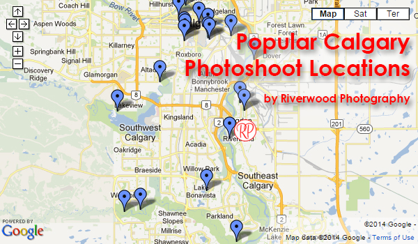 Popular Calgary Photoshoot LocationsMap