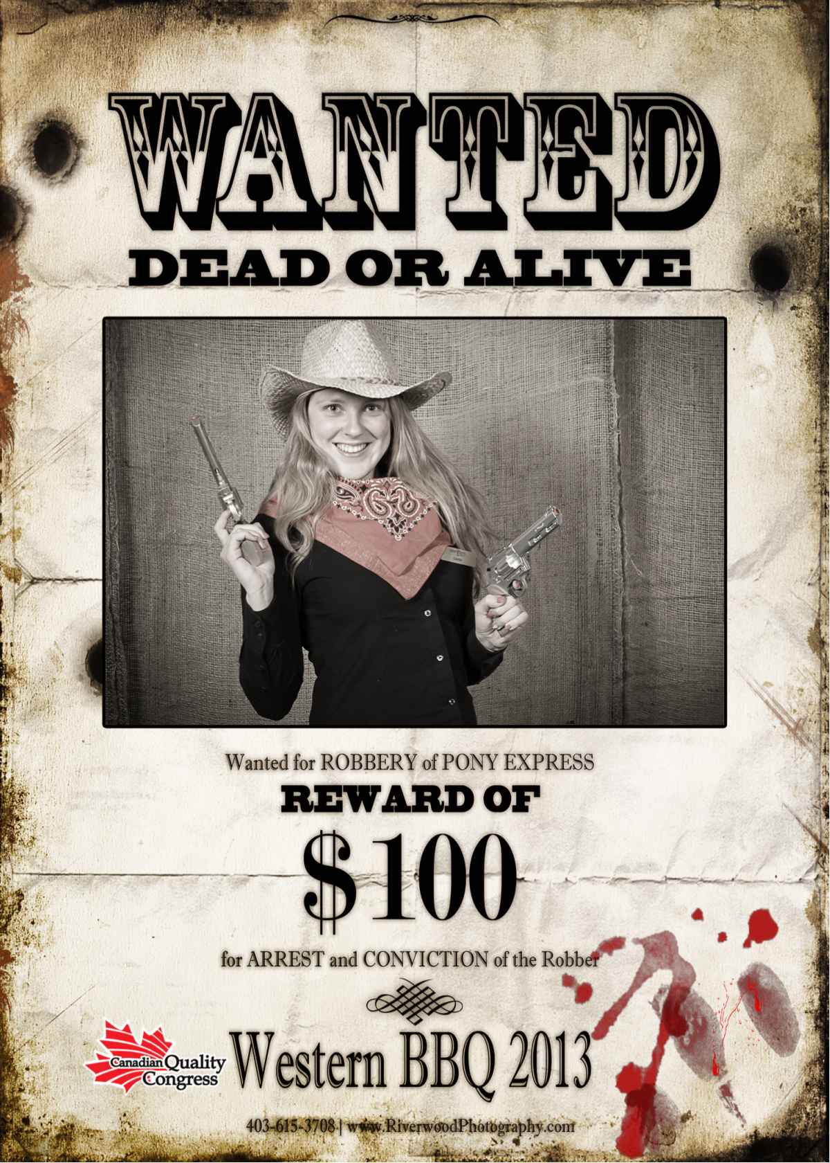 Calgary Stampede themed Wanted Poster from a Custom Photobooth