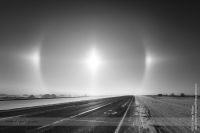 Ice Halo and Sun Dogs over Highway 2 South of Calgary