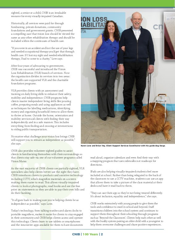 Business in Calgary Magazine - Business Profile for CNIB Calgary