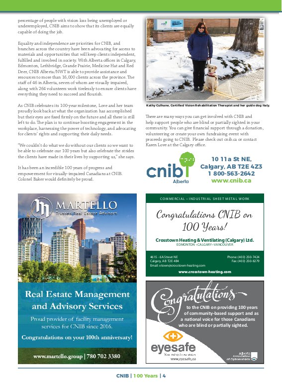 Business in Calgary Magazine - Business Profile for CNIB Calgary