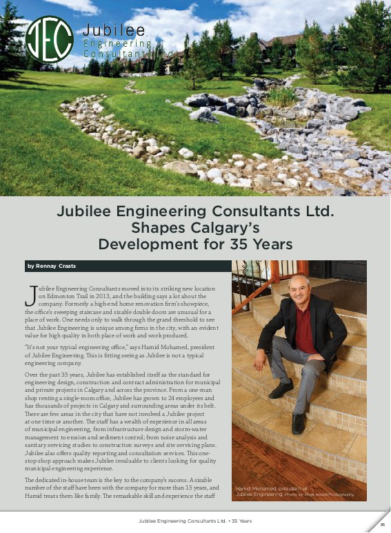 Business in Calgary Magazine - Business Profile for Jubilee Engineering