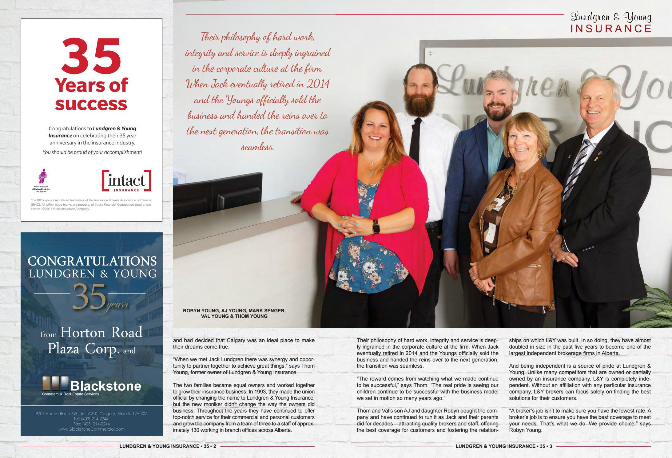 Business in Calgary Magazine - Business Profile for Lundgren and Young Insurance