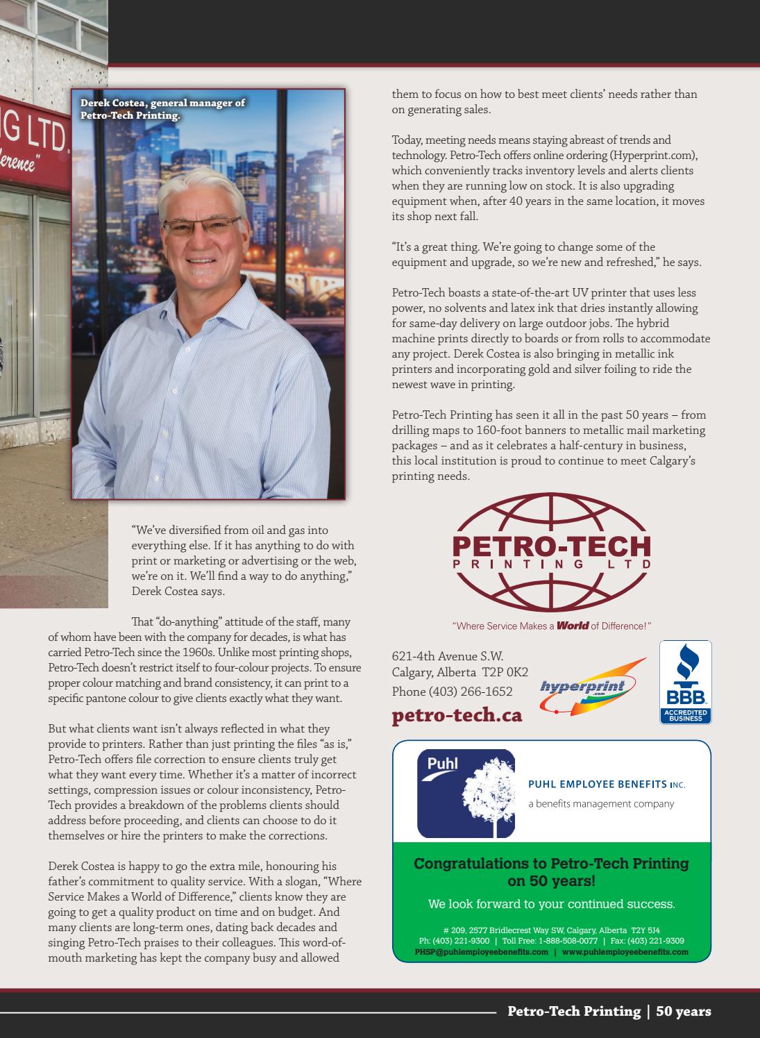 Business in Calgary Magazine - Business Profile for Petro-Tech Printing
