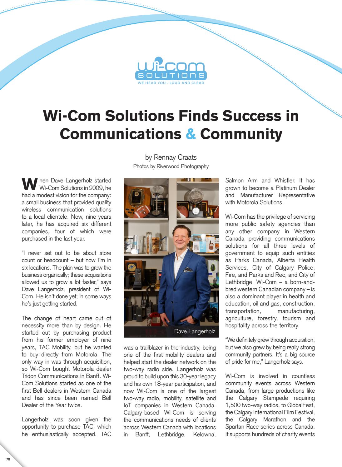 Business in Calgary Magazine - Business Profile for Wi-Com Solutions