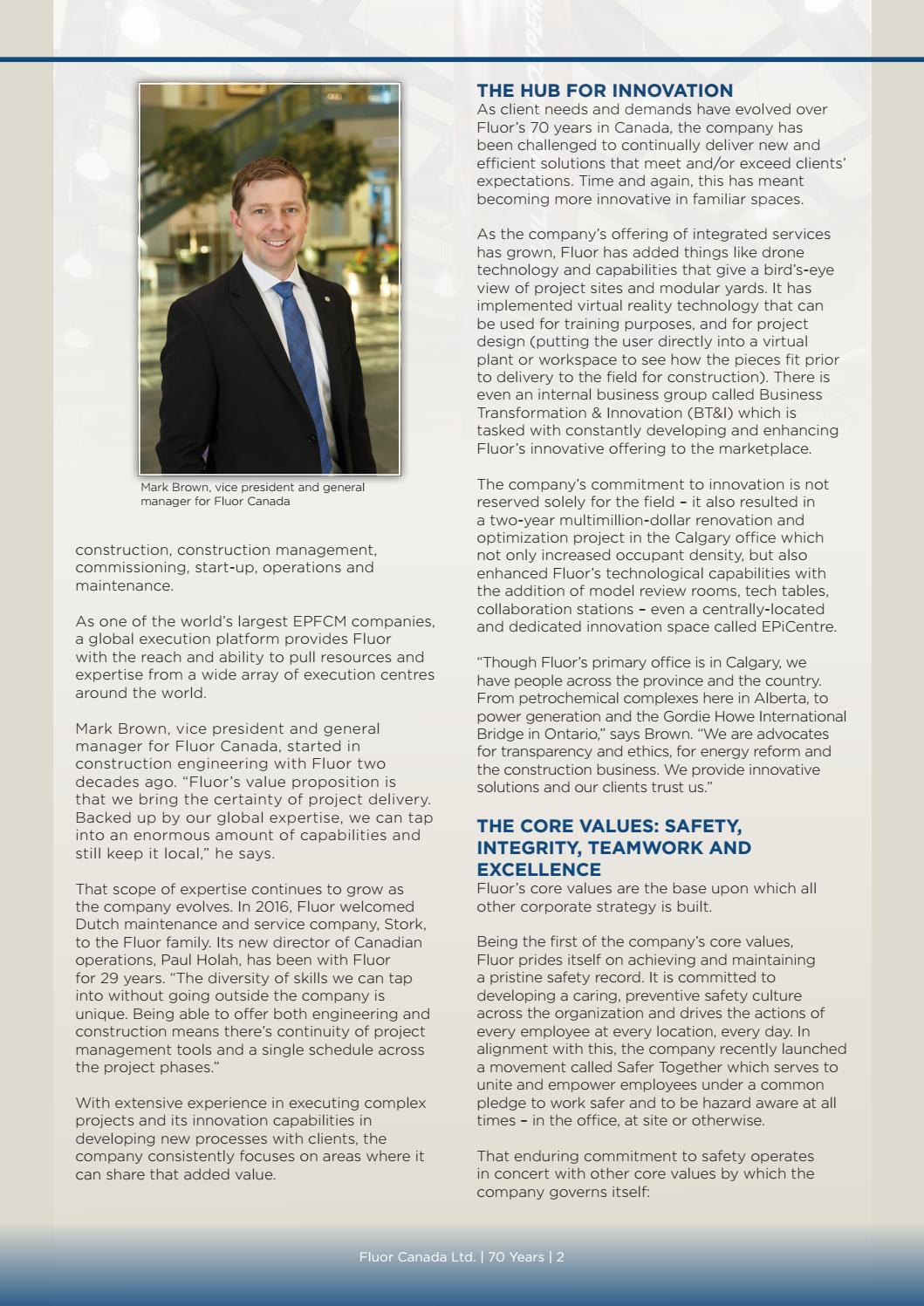 Business in Calgary Magazine - Business Profile for Fluor Canada