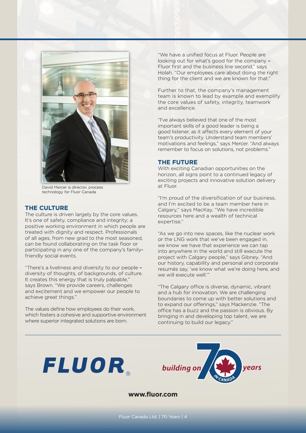 Business in Calgary Magazine - Business Profile for Fluor Canada