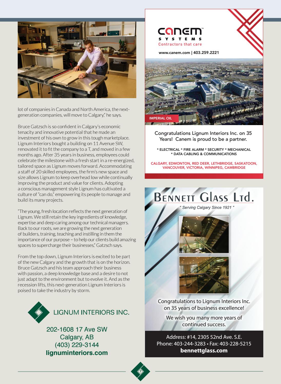 Business in Calgary Magazine - Business Profile for Lignum Interiors